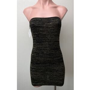 NWT KD Dance Womens Black Gold Metallic Tube Dress S
